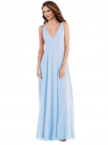 Soft Chiffon Long Sleeveless Semi Formal Evening Dress / Bridesmaid Dress Barrie