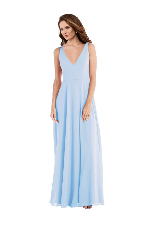 Soft Chiffon Long Sleeveless Semi Formal Evening Dress / Bridesmaid Dress Barrie