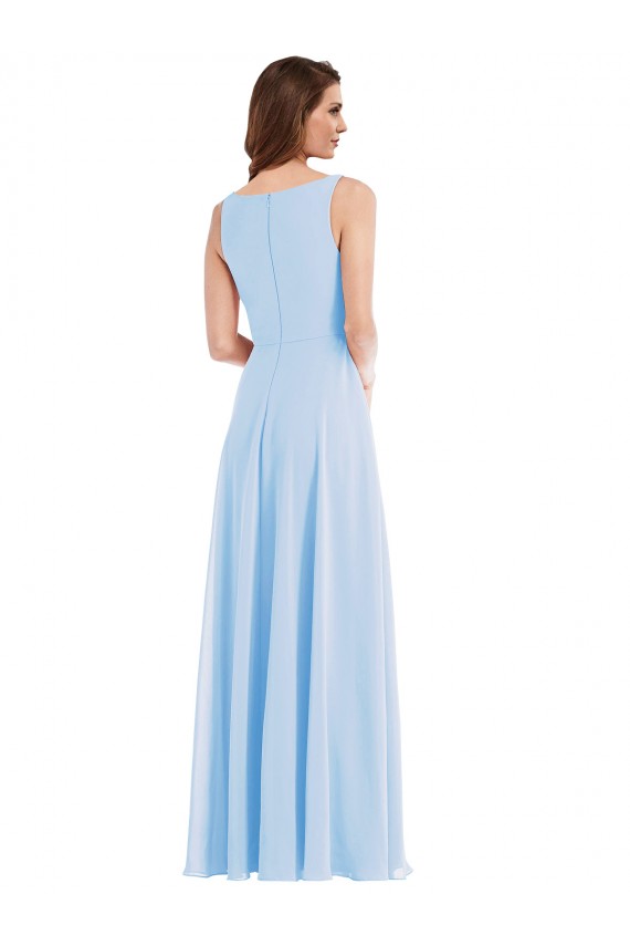 Soft Chiffon Long Sleeveless Semi Formal Evening Dress / Bridesmaid Dress Barrie