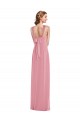 Soft Chiffon A-Line Long Sleeveless Open Back Front Slit Evening Dresses Barrie