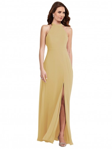 Soft Chiffon A-Line Long Sleeveless Criss Cross Open Back Semi Formal Evening Dress / Bridesmaid Dress Barrie