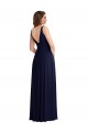 Soft Chiffon A-Line Long Sleeveless V-Back Front Slit Evening Dresses Barrie