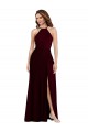 Soft Chiffon A-Line Long Sleeveless Burgundy Gold Low Back Semi Formal Evening Dress / Bridesmaid Dress Barrie