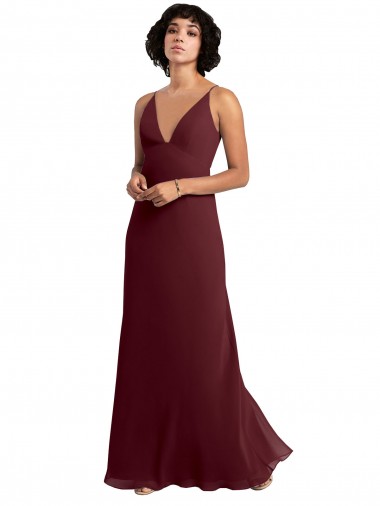 Soft Chiffon A-Line Sleeveless Burgundy Gold Bridesmaid Dress / Formal Dress Barrie