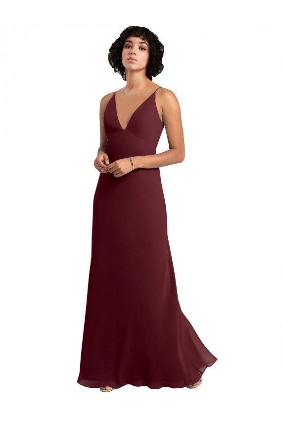 Soft Chiffon A-Line Sleeveless Burgundy Gold Bridesmaid Dress / Formal Dress Barrie