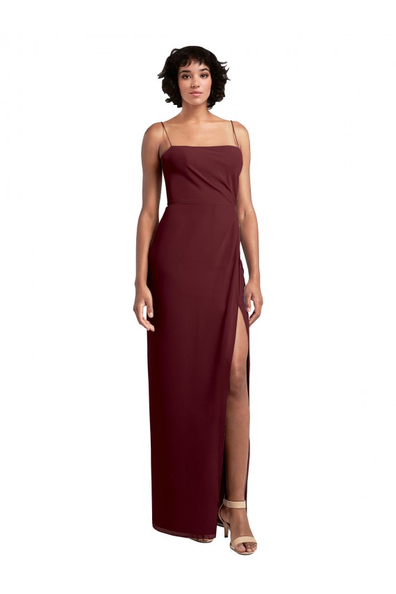 Soft Chiffon A-Line Long Sleeveless Open Back High Side Slit Bridesmaid Dresses Barrie