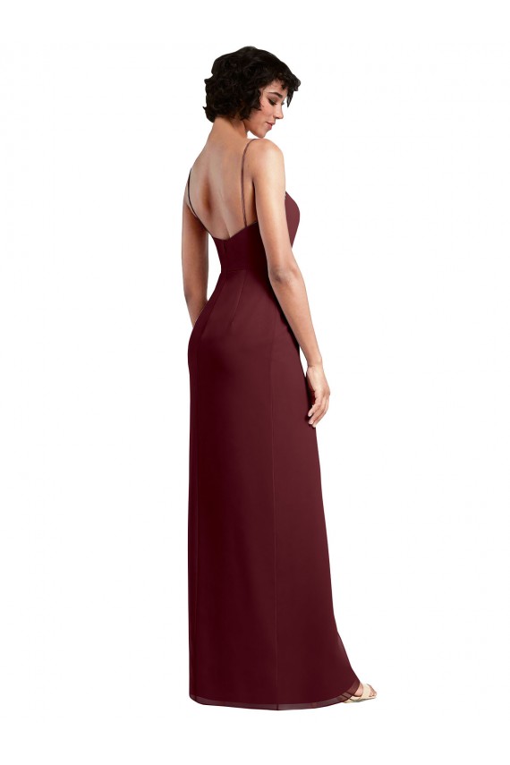 Soft Chiffon A-Line Long Sleeveless Open Back High Side Slit Bridesmaid Dresses Barrie