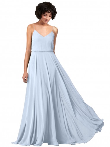 Soft Chiffon A-Line Long Sleeveless Spaghetti Straps Low Back Bridesmaid Dresses Barrie