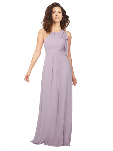 Chiffon A-Line Long Sleeveless Pink Glow Keyhole Back Bridesmaid Dress / Evening Dress Barrie