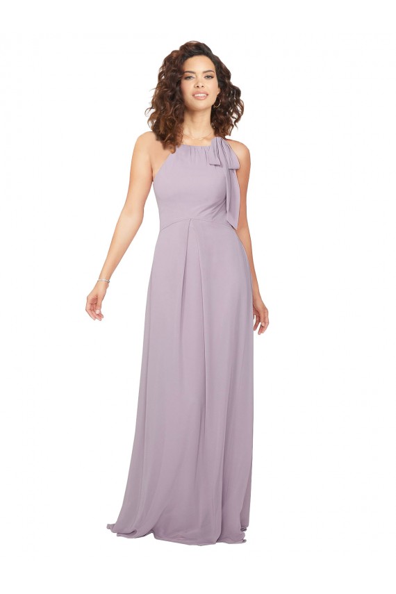 Chiffon A-Line Long Sleeveless Pink Glow Keyhole Back Bridesmaid Dress / Evening Dress Barrie