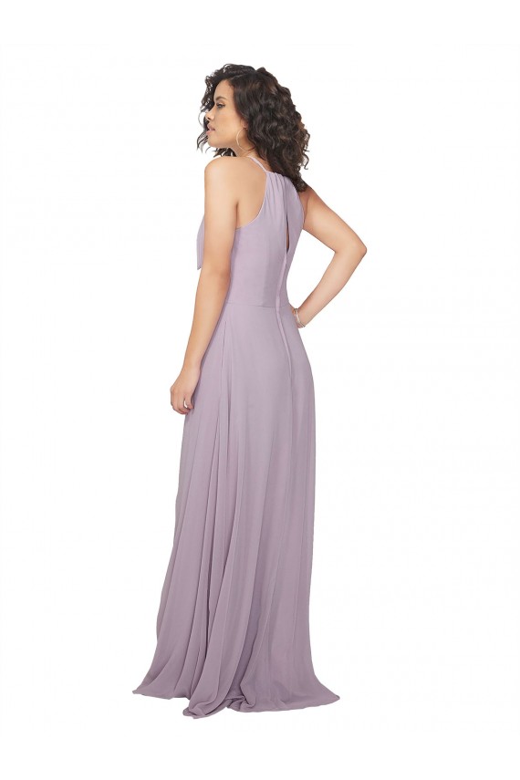Chiffon A-Line Long Sleeveless Pink Glow Keyhole Back Bridesmaid Dress / Evening Dress Barrie