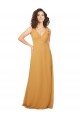 Soft Chiffon A-Line Long Sleeveless Saffron Keyhole Back Bridesmaid Dress Barrie