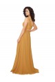 Soft Chiffon A-Line Long Sleeveless Saffron Keyhole Back Bridesmaid Dress Barrie