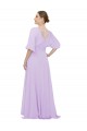 Lxue Chiffon A-Line Long Half Sleeves Low Back Bridesmaid Dress Barrie