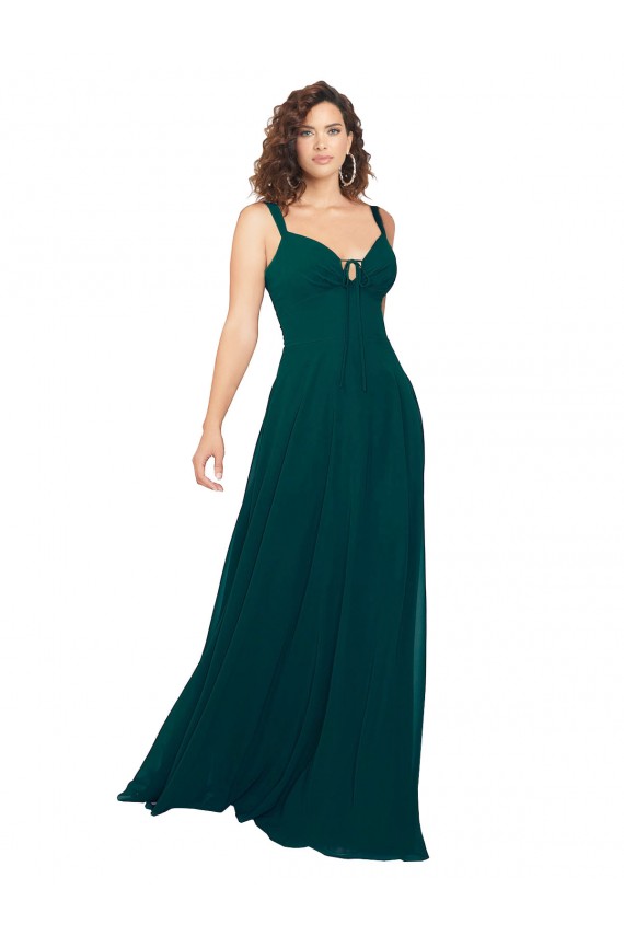 Soft Chiffon A-Line Long Sleeveless Hunter Low Back Bridesmaid Gowns Barrie