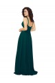 Soft Chiffon A-Line Long Sleeveless Hunter Low Back Bridesmaid Gowns Barrie