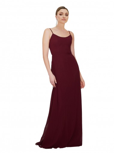 Soft Chiffon A-Line Long Sleeveless Scoop Neck Keyhole Back Bridesmaid Dresses Barrie