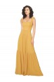 Soft Chiffon A-Line Long Sleeveless Saffron Bridesmaid Dress Barrie