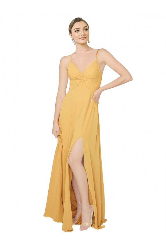 Chiffon Long Sleeveless Open Back Bridesmaid Dress / Evening Dress Barrie