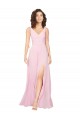 Soft Chiffon A-Line Long Sleeveless V-Back Barely Pink Bridesmaid Dresses Barrie