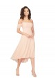 Soft Chiffon A-Line Midi Length Cold Shoulder Low Back High Low Bridesmaid Dress Barrie