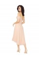 Soft Chiffon A-Line Midi Length Cold Shoulder Low Back High Low Bridesmaid Dress Barrie
