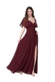 Soft Chiffon A-Line Long Short Flutter Sleeves Keyhole Back Formal Dress / Bridesmaid Dress Barrie