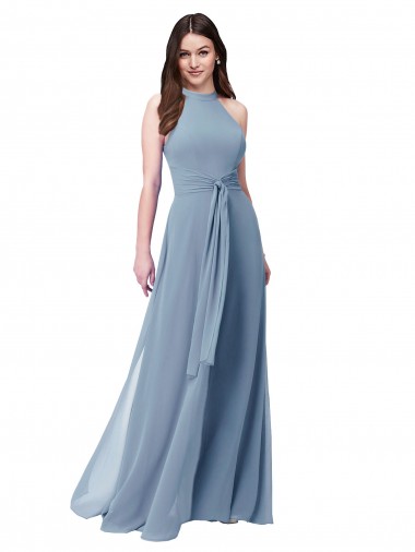 Chiffon A-Line Long Sleeveless Bridesmaid Formal Dress Barrie