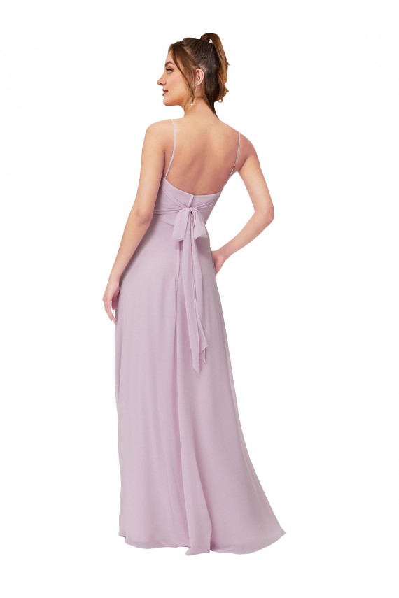 Soft Chiffon A-Line Long Sleeveless Pink Glow Bridesmaid Dress Barrie