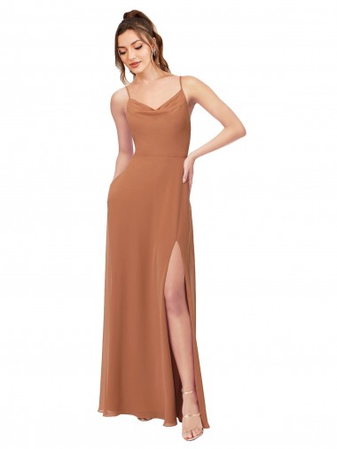 Soft Chiffon A-Line Sleeveless Rosewood Bridesmaid Dress Barrie