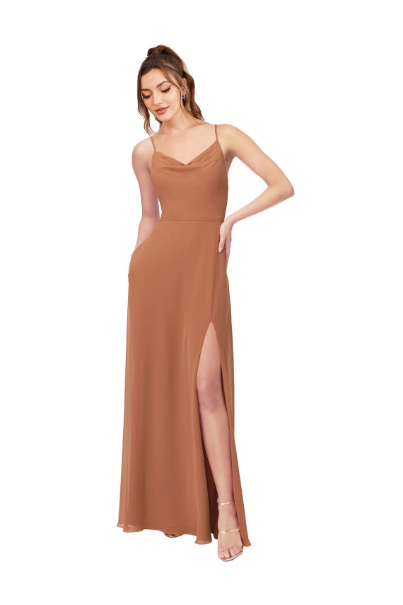 Soft Chiffon A-Line Sleeveless Rosewood Bridesmaid Dress Barrie