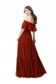 Soft Chiffon A-Line Long Short Flutter Sleeves Red Bridesmaid Dresses Barrie