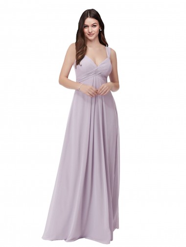 Soft Chiffon A-Line Long Sleeveless Pink Glow Low Back Bridesmaid Dress Barrie