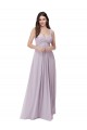 Soft Chiffon A-Line Long Sleeveless Pink Glow Low Back Bridesmaid Dress Barrie