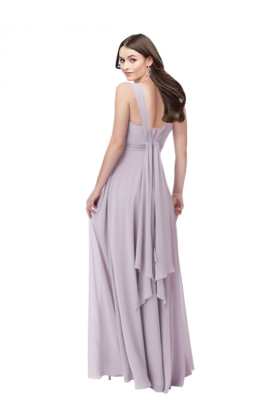 Soft Chiffon A-Line Long Sleeveless Pink Glow Low Back Bridesmaid Dress Barrie