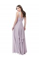 Soft Chiffon A-Line Long Sleeveless Pink Glow Low Back Bridesmaid Dress Barrie