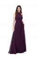 Soft Chiffon A-Line Long Sleeveless Grape Keyhole Back Bridesmaid Dress Barrie