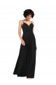 Soft Chiffon Column Long Sleeveless Criss Cross Open Back Black Evening Dresses Barrie