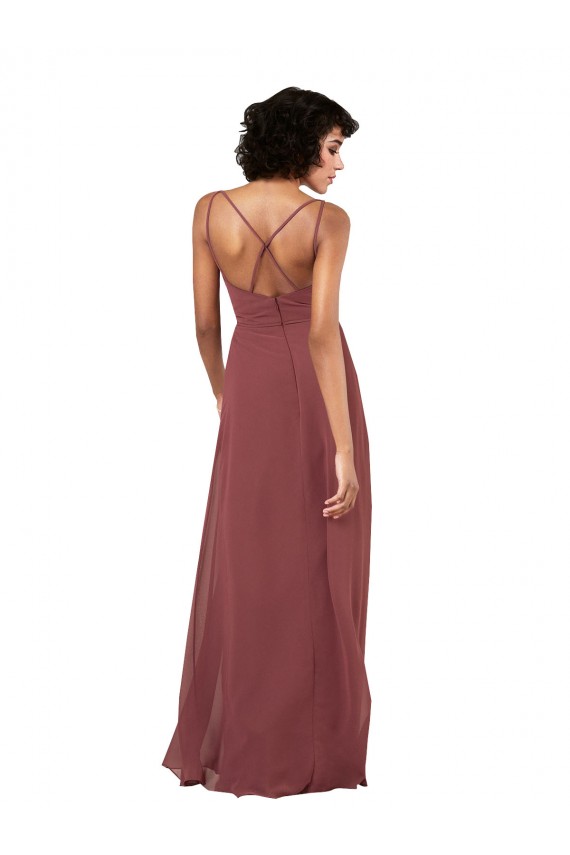 Soft Chiffon Column Long Sleeveless Criss Cross Open Back Black Evening Dresses Barrie