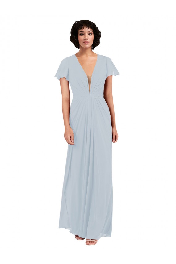Soft Chiffon A-Line Long Cap Sleeves Bridesmaid Dress / Formal Dress Barrie