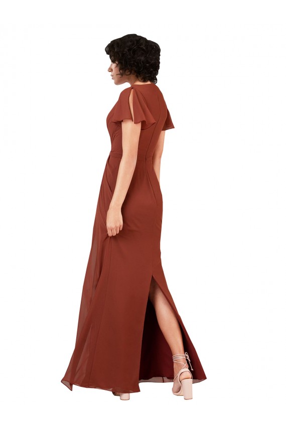 Soft Chiffon A-Line Long Cap Sleeves Bridesmaid Dress / Formal Dress Barrie