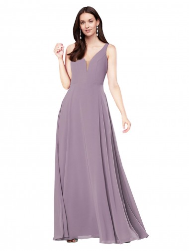 Soft Chiffon Sheath Long Sleeveless Low Back Formal Evening Gown / Bridesmaid Dress Barrie