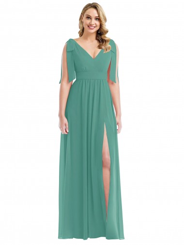 Soft Chiffon A-Line Sleeveless Icelandic Silver Semi Formal Evening Dress / Bridesmaid Dress Barrie
