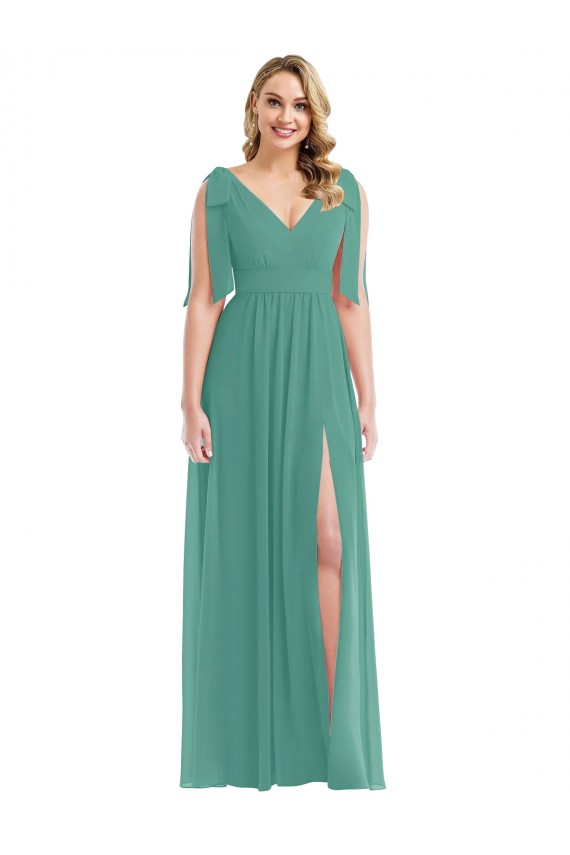 Soft Chiffon A-Line Sleeveless Icelandic Silver Semi Formal Evening Dress / Bridesmaid Dress Barrie