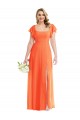 Soft Chiffon A-Line Long Flutter Sleeves Open Back Semi Formal Evening Dress / Bridesmaid Dress Barrie