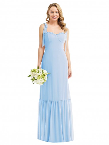 Soft Chiffon A-Line Long Sleeveless Spaghetti Straps Evening Dresses Barrie