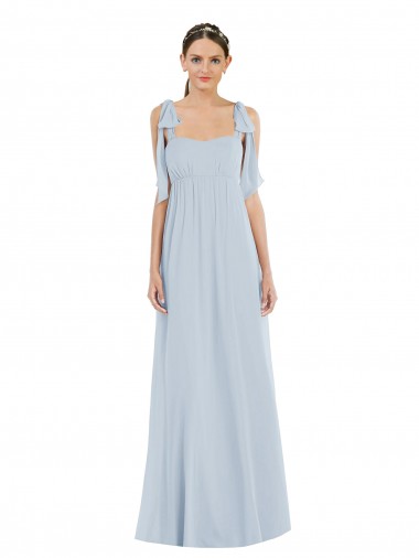 Soft Chiffon Long Sleeveless Spaghetti Straps Low Back Evening Dresses Barrie