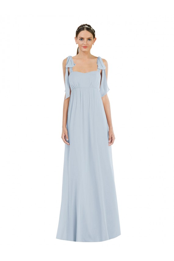 Soft Chiffon Long Sleeveless Spaghetti Straps Low Back Evening Dresses Barrie