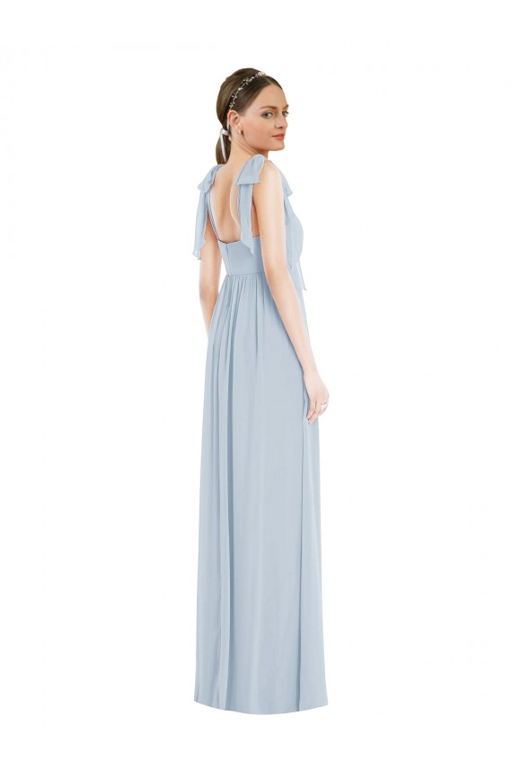 Soft Chiffon Long Sleeveless Spaghetti Straps Low Back Evening Dresses Barrie