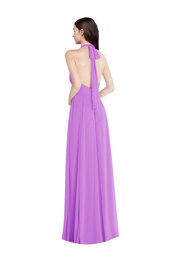 Soft Chiffon A-Line Long Sleeveless Backless Formal Evening Gown / Bridesmaid Dress Barrie